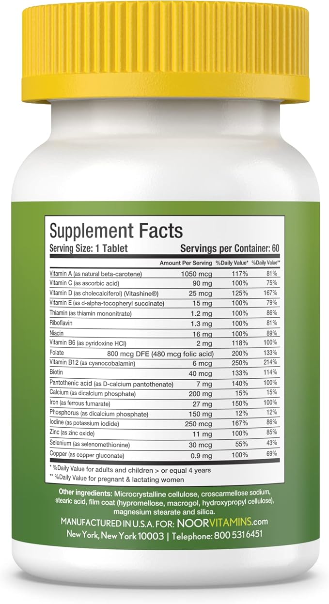 Noor Vitamins Halal Womens Multivitamin &amp Mineral I Once Daily Vitamin Supplement I Vegan | Supports Energy Immunity Metabolism Healthy Appearance and Stages of Motherhood I 2-Month Supply