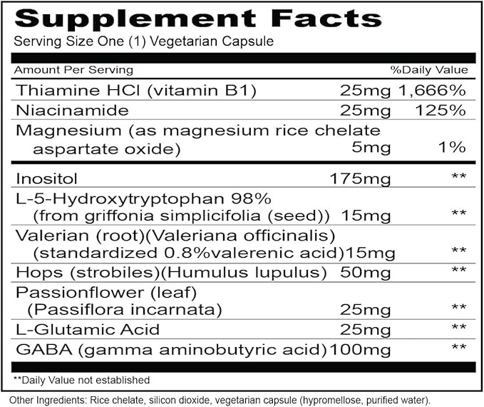 Priority One Vitamins 5 Hydroxy GABA (Gamma Aminobutyric Acid) (5HTP)* 90 Vegetarian Capsules