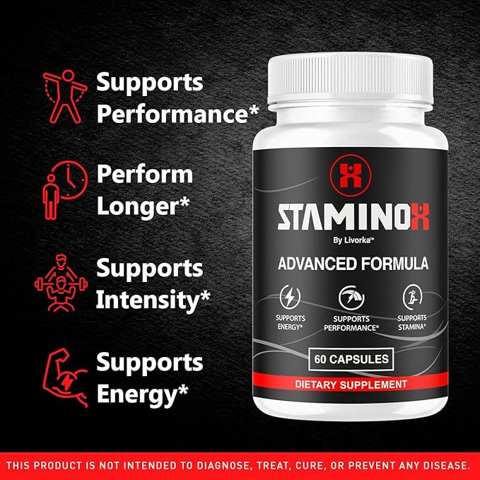 Staminox Capsules - Official Staminox Pills Advanced Supplement Support - Maximum Strength All Natural Premium Formula for Overall Health &amp Wellness Reviews 60 Capsules for 1 Month