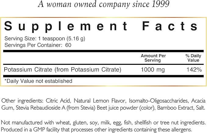 Cocó March N.M.D Pink Potassium Electrolytes Powder – Potassium Supplement for Hydration Muscle Bone &amp Heart Support – Gluten Free Dairy Free Vegan Keto Friendly - Natural Lemon Flavor 10.86