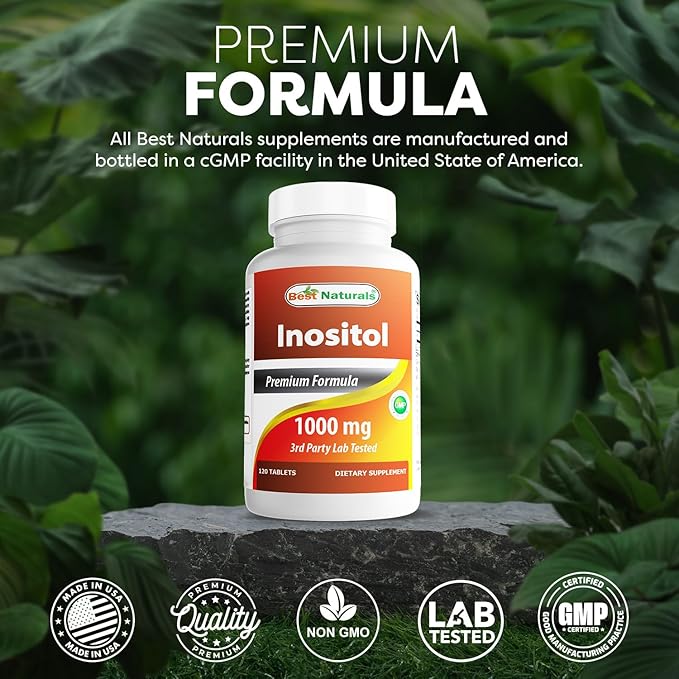 Best Naturals Inositol 1000 mg 120 Tablets (120 Count (Pack of 1)) (120 Count (Packf of 3))