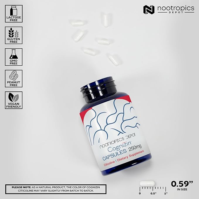 Nootropics Depot Cognizin Citicoline Capsules | 180 Count | Choline Supplement | Brain Health Supplement | Regulates Memory and Cognitive Function | Supports Attention Focus and Recall