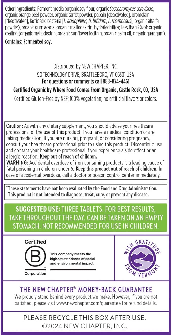 New Chapter Advanced Perfect Prenatal Vitamins 192ct Made with Organic Non-GMO Ingredients for Healthy Baby &amp Mom - Folate (Methylfolate) Whole-Food Fermented Iron Vitamin D3 + Ginger