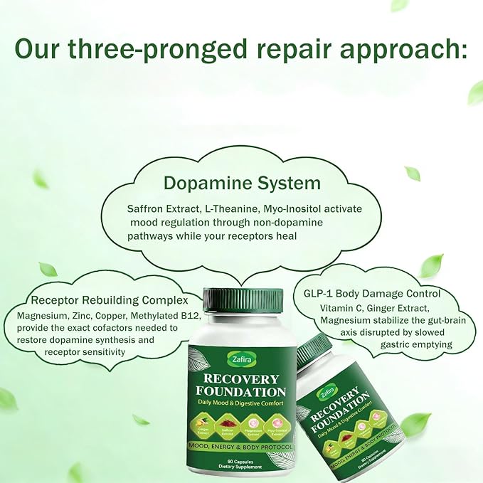 Zafira Recovery Foundation Capsules – Clear Mental Fog Reduce Hair Loss &amp Boost Digestion | Clinically Tested All-Natural IngredientsNon-GMO 60 Capsules