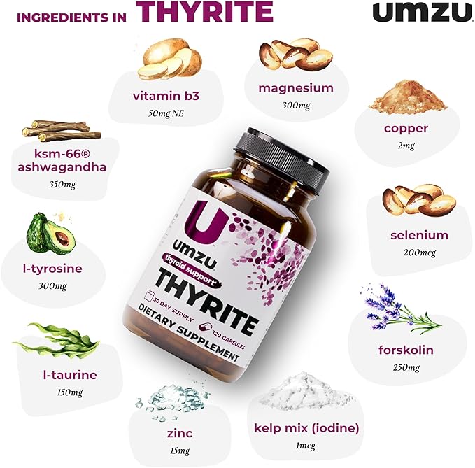 UMZU Thyrite Thyroid Support Supplement 30 Day Supply – Magnesium Zinc Copper Iodine Selenium and Adaptogenic Herbs Formula – Supports Metabolism Energy and Daily Wellness for Balanced Daily Support