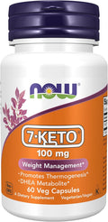 NOW Foods Supplements 7-Keto (DHEA Acetate-7-one) 100 mg Weight Management* 60 Veg Capsules