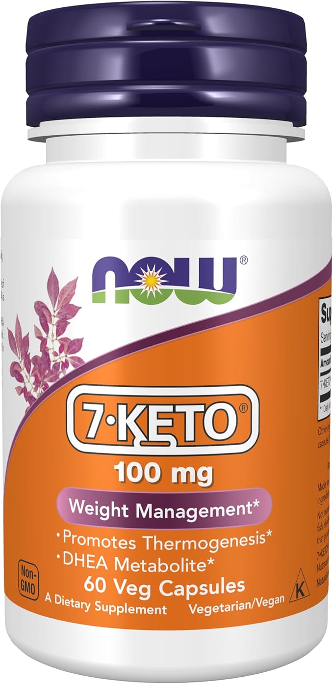 NOW Foods Supplements 7-Keto (DHEA Acetate-7-one) 100 mg Weight Management* 60 Veg Capsules