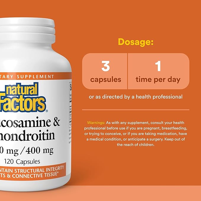 Natural Factors Glucosamine &amp Chondroitin Supports Healthy Joints and Connective Tissue 120 Capsules