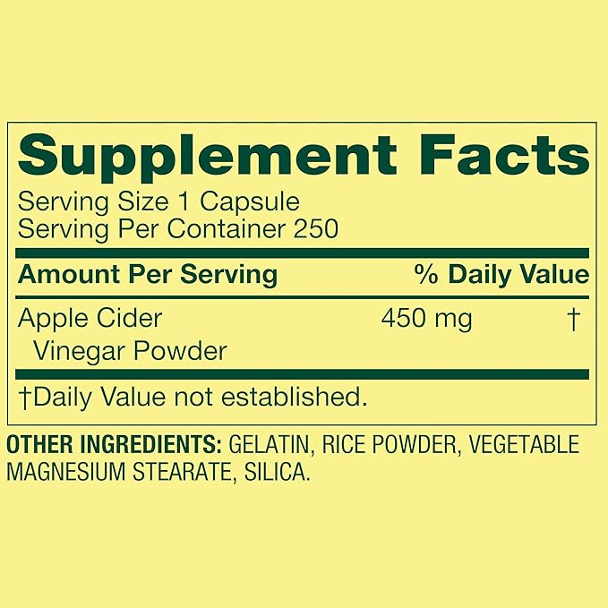 SUREFECT Spring Valley Apple Cider Vinegar 450 mg Capsules - 250 Count Organizer