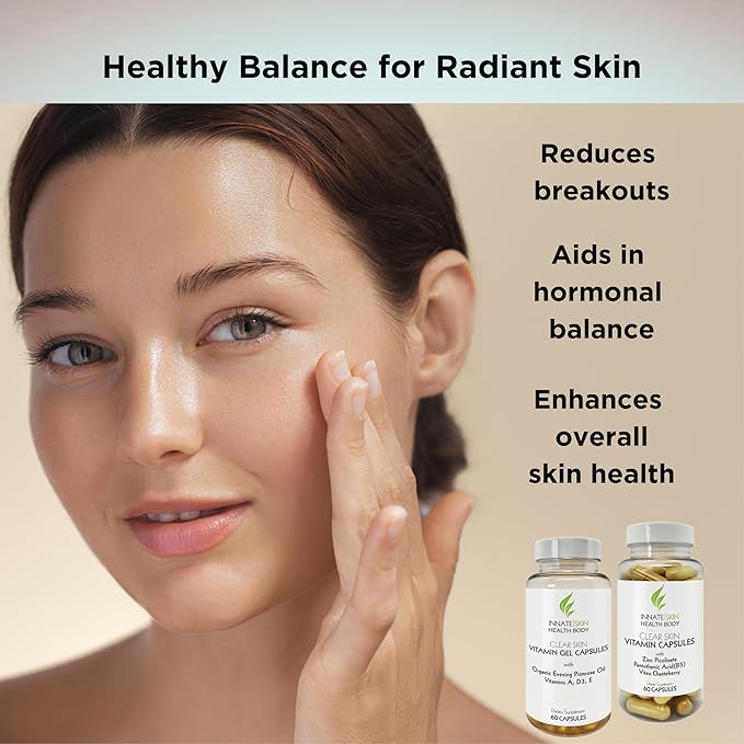 Clear Skin Acne Vitamin System | 20 Antioxidants Botanicals &amp Minerals | Capsules | 60 Count | Pack of 2