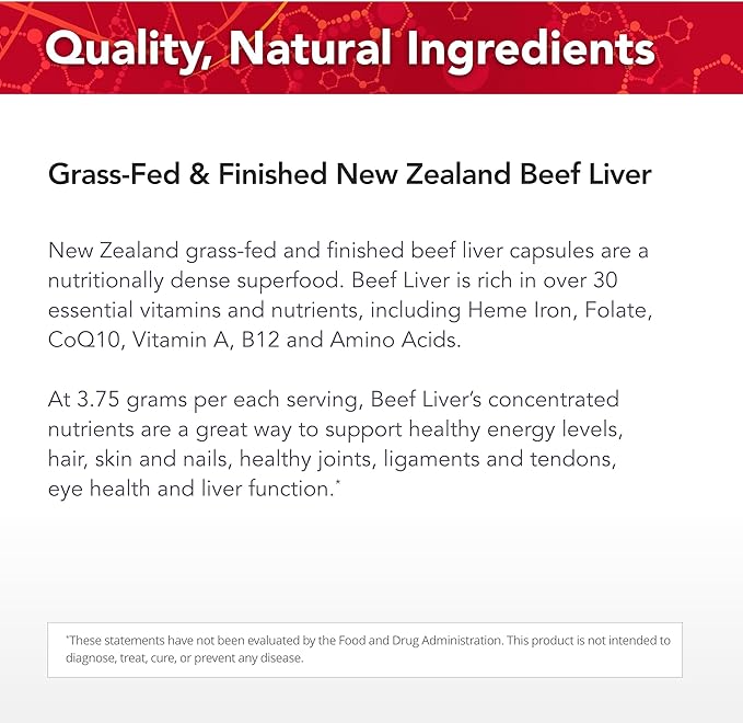 Physician's Strength Beef Liver - 150 Capsules - Natural Source of Iron Vitamin A &amp B12 - 100% Grass Fed - Non-GMO &amp No Additives - 30 Servings