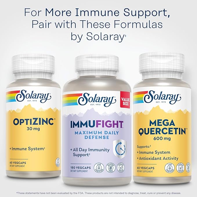 SOLARAY Mega Quercetin with Bromelain Vitamin C and Bioflavonoids - Antioxidant and Immune Support Supplement Hearth Health and Blood Pressure Support - Vegan 60-Day Guarantee 60 Serv 60 VegCaps
