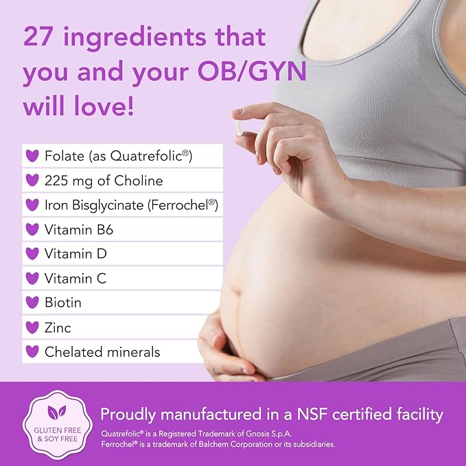 Premom Prenatal Vitamins for Women &amp Prenatal DHA Fish Oil - Conception for Her Multivitamin: 27 Nutrients + Triglyceride Omega 3 with 470mg DHA - Fertility Support for Women