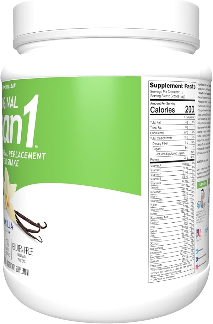 Lean1 Vanilla Meal Replacement Protein Shake 15 Serving Tub
