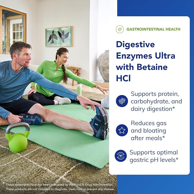 Pure Encapsulations Digestive Enzymes Ultra with Betaine HCl - Vegetarian Digestive Enzyme Supplement to Support Protein Carb Fiber and Dairy Digestion* - 90 Capsules