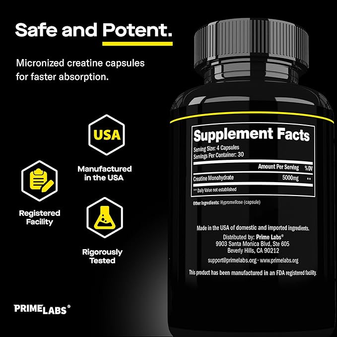 Prime Labs L Arginine (60 ct) + Creatine Capsules (120 ct)