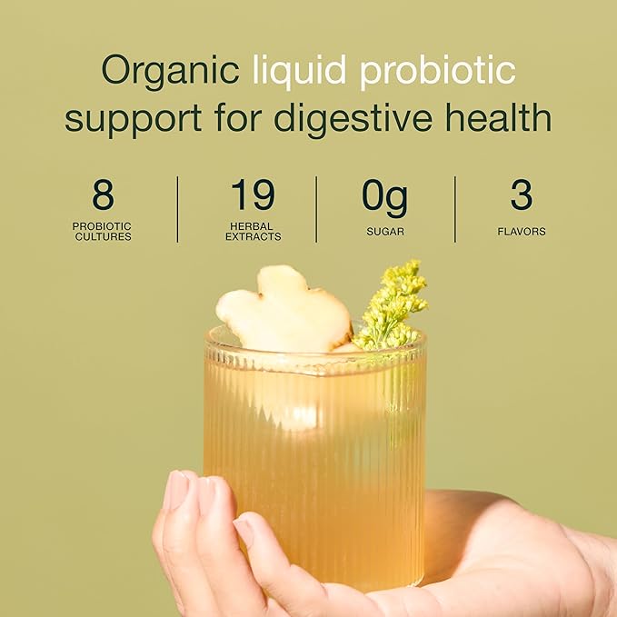 Nuzest - Inner Biome Blend – Prebiotic Probiotic &amp Postbiotic Liquid Drink Mix – Microbiome Support – 8 Microbiotic Cultures 19 Fermented Herbs - Vegan - Organic - Ginger Flavour - 16.9 fl.oz/ 5