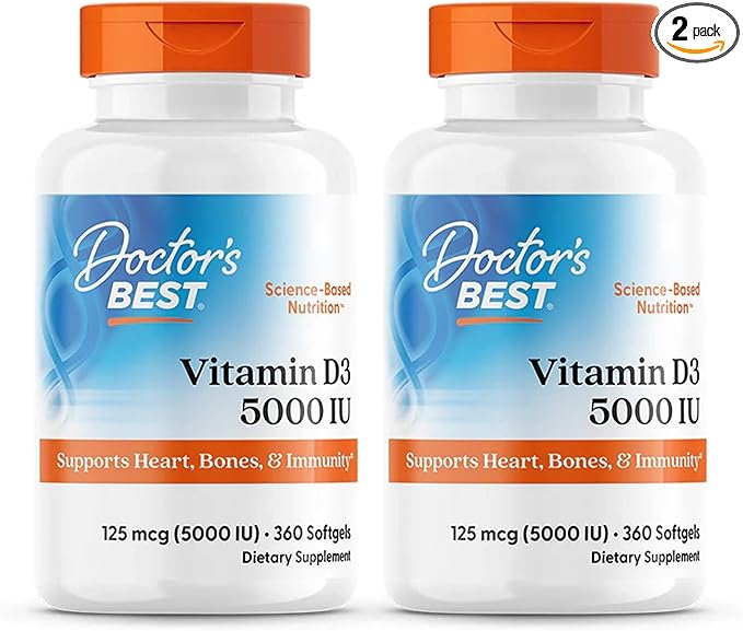 Doctor's Best (2 Pack) Vitamin D3 125 mcg (5000 IU) 360 Softgels