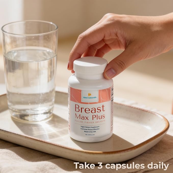 KIMI Naturals Breast Max Plus - Breast Enhancement Pills | Breast Enlargement Supplements with Fenugreek Breast Growth Supports Breast Firmness | 90 Capsules