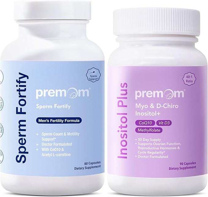 Premom Male Sperm Fortify Capsules - Male Fertility Supplements for Men Inositol Plus Bundle – Fertility Support for Women – 120 Count