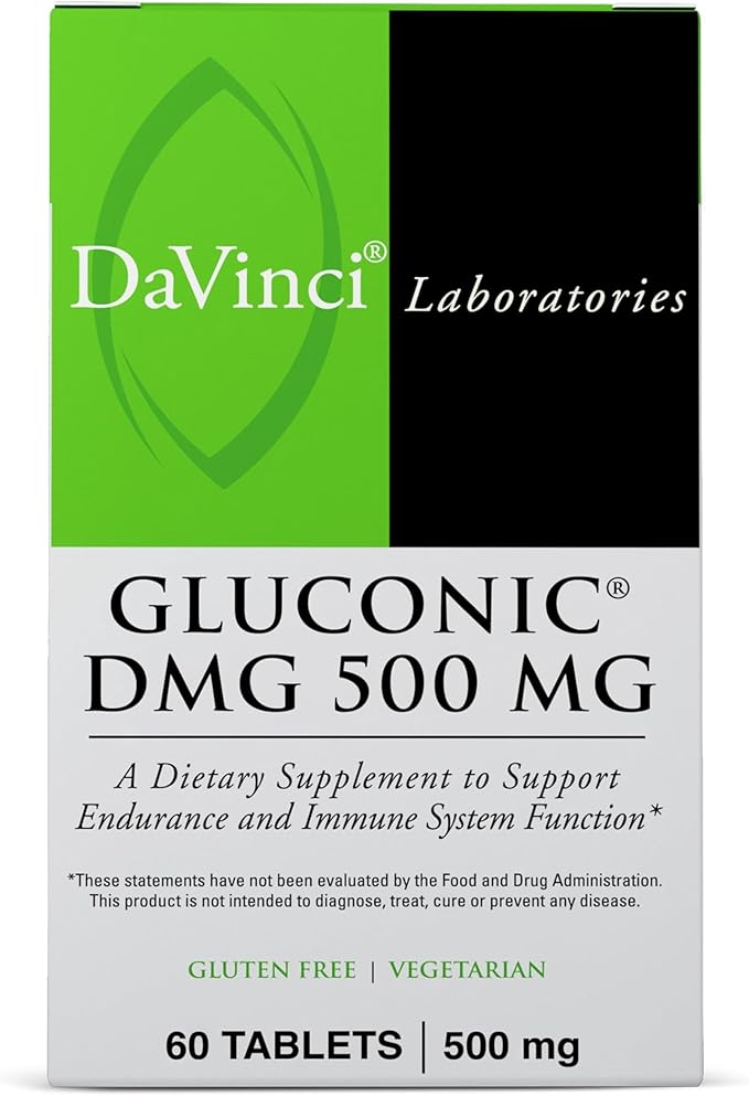 DAVINCI Labs Gluconic DMG 500 mg - Dietary Supplement to Support Endurance and Immune System Function* - with 500 mg NN-Dimethylglycine per Tablet - Vegetarian - Gluten-Free - 60 Chewable Tablets