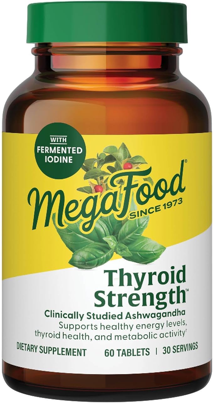 MegaFood Thyroid Strength - Mineral Supplement - Thyroid Support for Women with Ashwagandha Zinc Selenium Copper Iodine &amp L-Tyrosine &amp Herb Blend - Vegetarian - 60 Tabs (30 Servings)