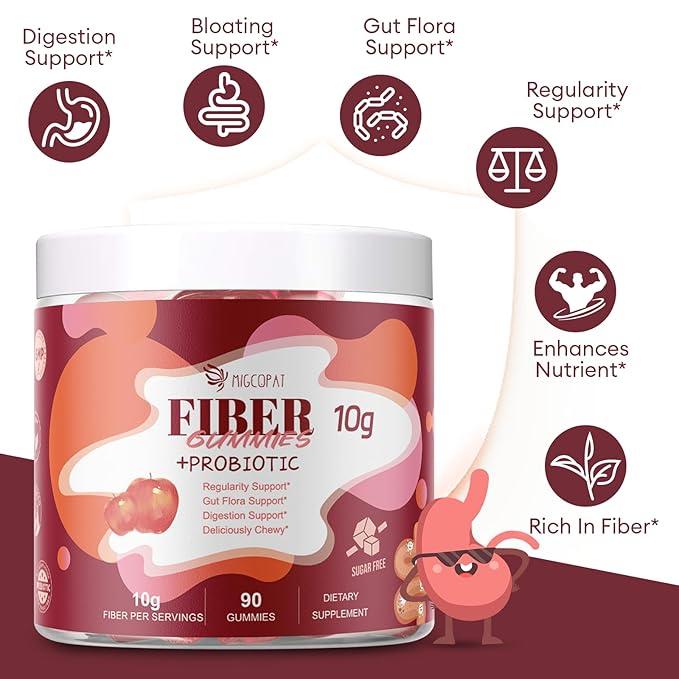 Migcopat Fiber Gummies + Probiotics For Digestive Health