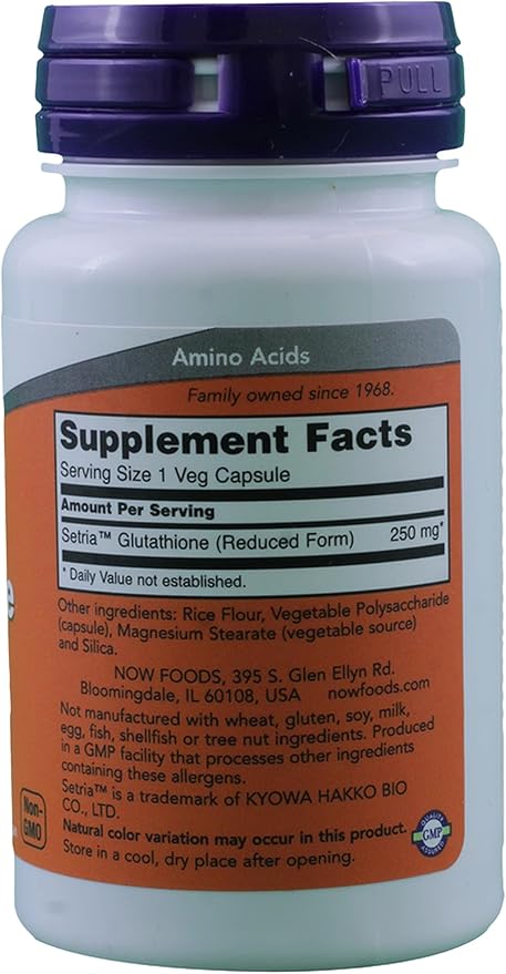 NOW Foods Glutathione 250mg 60 Capsules (Pack of 2)