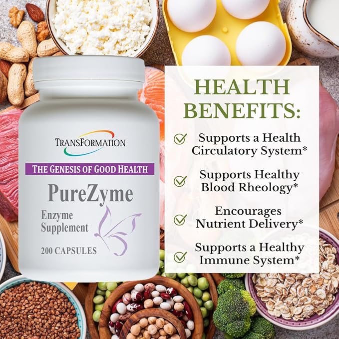 TRANSFORMATION THE GENESIS OF GOOD HEALTH Enzymes Purezyme High-Potency Protease Blend Enzyme Supplement Advanced Formula for Maximum Nutrients Digestion &amp Gut Health 200 Capsules