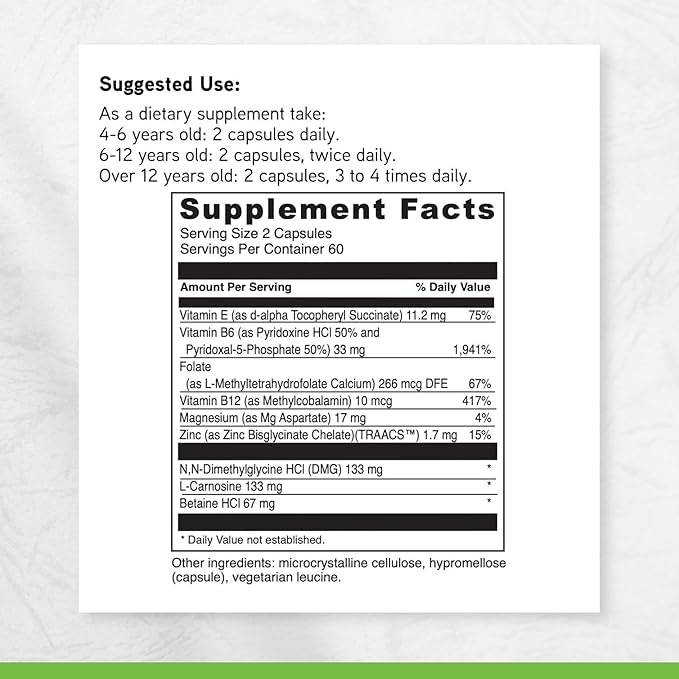 DAVINCI Labs Behavior Balance-DMG - Dietary Supplement to Support Clarity Social Skills Stress Coping and Immune Health* - with Vitamin E B6 Zinc and More - Gluten-Free - 120 Vegetarian Capsules