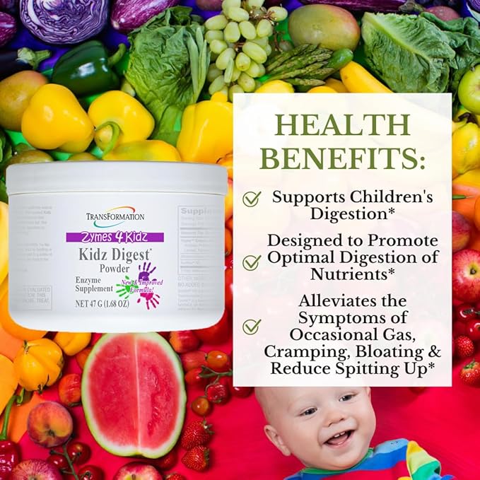 TRANSFORMATION THE GENESIS OF GOOD HEALTH Enzymes Digest Powder Natural Digestive Support for Kids Supports Healthy Digestion &amp Alleviate The Symptoms of Gas Cramping Bloating Easy to Mix 47