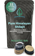 Holistic Bin Shilajit Resin - Himalayan Fulvic &amp Trace - Black Platinum Resin - Shilajit Extract - Mix Into Liquids - Serving Spoon Included - 10g