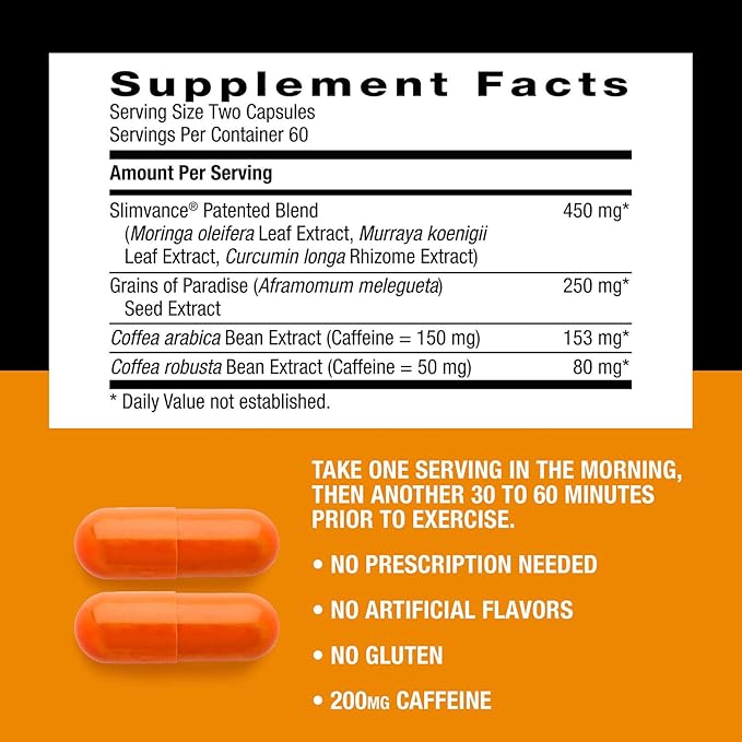 Slimvance XP Metabolism Igniter Botanical Diet Support Advanced Thermogenic Burn More Calories Weight &amp Fat Loss Energy Focus for Men &amp Women Proven Ingredients &amp Caffeine 120 Cou