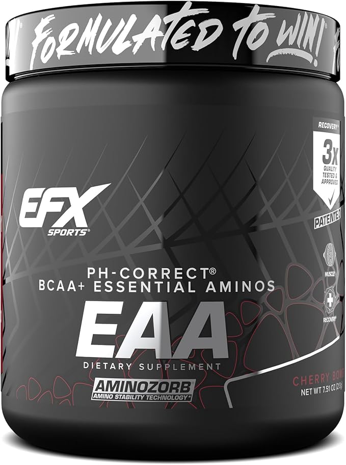 EFX Sports Training Ground EAA | Essential Amino Acids Supplement | Energy &amp Protein Synthesis | Pre Intra or Post Workout | 30 Servings (Cherry Bomb)