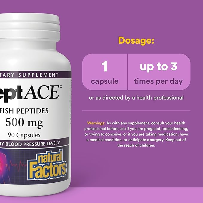 Natural Factors PEPTACE® FISH PEPTIDES 500 mg 90 Capsules