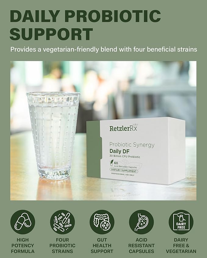 Probiotic Synergy Daily Df - 30 Billion CFU - Acid Resistant DRCaps - Lactobacillus Acidophilus La-14 Lactobacillus Plantarum Lp-115 Bifidobacterium Longum Bl-05 HOWARU Bifido HN019-60 Count