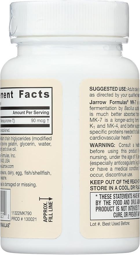 Jarrow Formulas MK-7 90 mcg 90 Softgels
