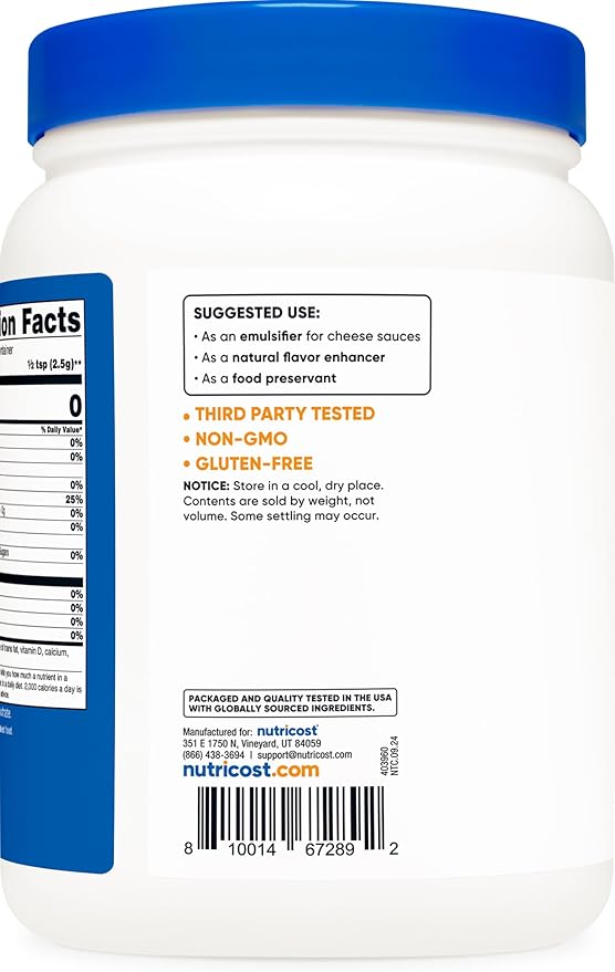 Nutricost Sodium Citrate Powder 2LB (32.4oz) - Food Grade Non-GMO - Emulsifier Natural Flavor Enhancer Food Preservant