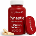 Synaptiq 1000mg (Alpha GPC + Uridine Monophosphate 600mg/400mg) - Nootropic Choline Supplement 180 Vegetarian Capsules 3-Month Supply For Focus &amp Productivity GMP Certified Made in USA