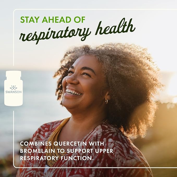 Swanson Quercetin &amp Bromelain-Promote Respiratory Health Support-Aid Seasonal Immune System Health-Support Cholesterol Levels Already w/i Normal Range 100 Caps (250mg Quercetin/78mg Bromelain)