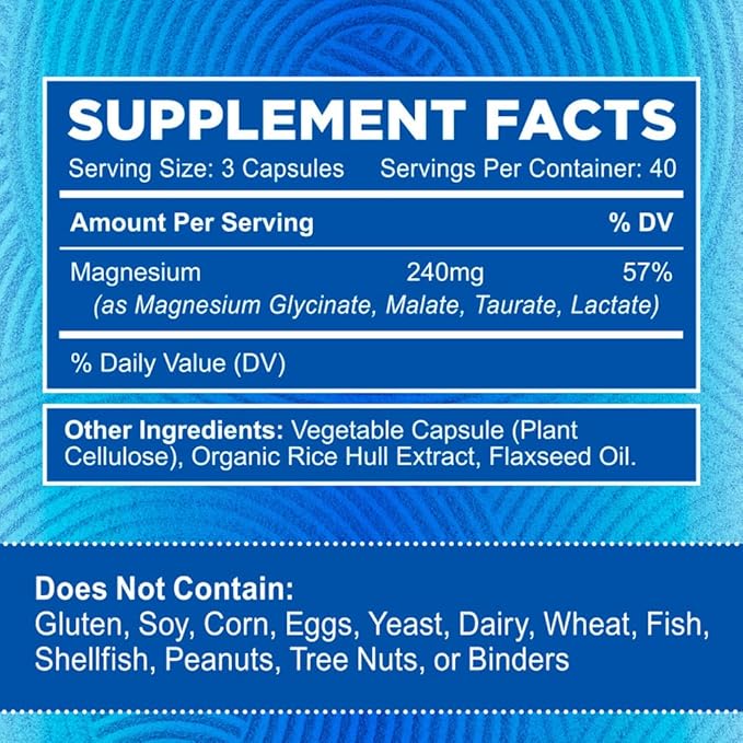 Zentastic Magnesium Complex - 600 Magnesium Capsules - Chelated Magnesium Glycinate Malate Taurate &amp Lactate - Support Bones Muscles