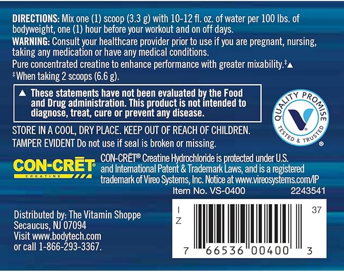 BodyTech Creatine HCl + Electrolytes Powder Highly Water-Soluble Creatine with Electrolyte Minerals Supports Hydration and Performance Rocket Pop Flavor 8.8 oz 75 Servings