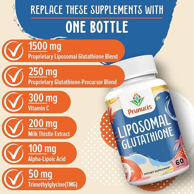 2400MG Liposomal Glutathione with Vitamin C Milk Thistle &amp Alpha-Lipoic Acid Master Antioxidants Pure Reduced L-Glutathione - Immune System Cell Repair Energy High Absorption 60 Softgels