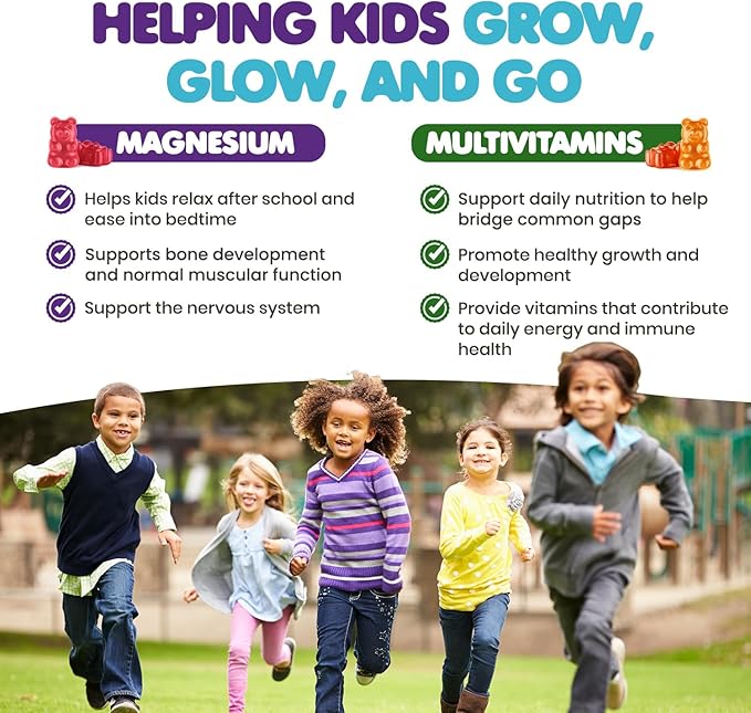 DR. MORITZ Kids Magnesium Gummies Orange Flavor (120 Count) and Kids Multivitamin Gummies (120 Count) - Relaxation &amp Health Support - Non-GMO Vegetarian Toddler Vitamins