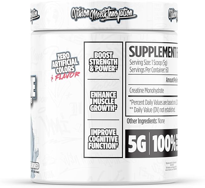 VMI Sports Creatine Monohydrate Unflavored Powder Muscle Mass – Strength – Size – Power | 5 Grams per Serving (300 Grams)