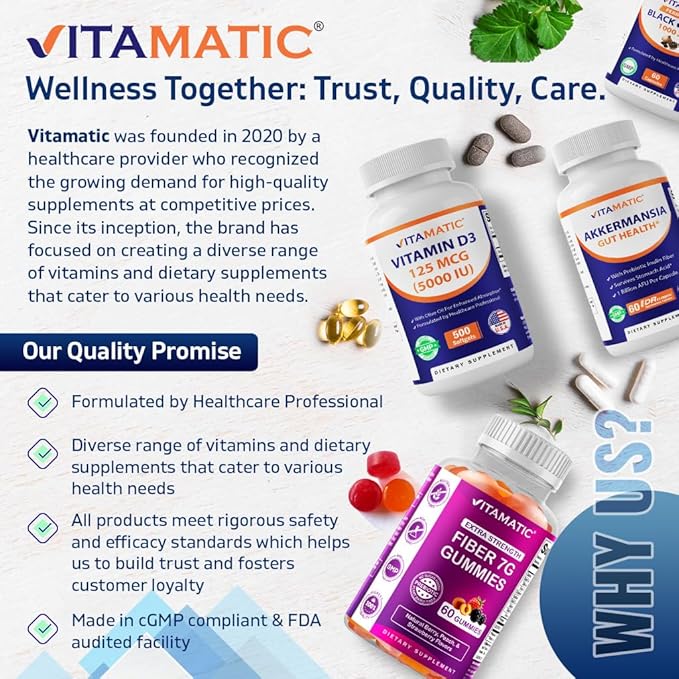 Vitamatic Hydrolyzed Keratin 500mg per Serving - 120 Vegetarian Capsules - Keratin Supplements for Healthy Hair Skin &amp Nails for Adults-2 Pack