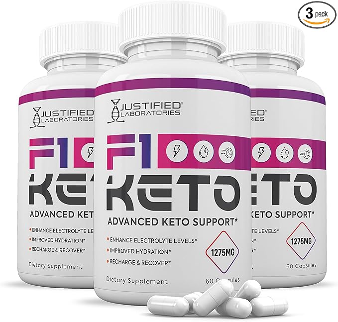 (3 Pack) F1 Keto Pills 1275MG New &amp Improved Formula Contains Apple Cider Vinegar Extra Virgin Olive Oil Powder Green Tea Leaf 180 Capsules
