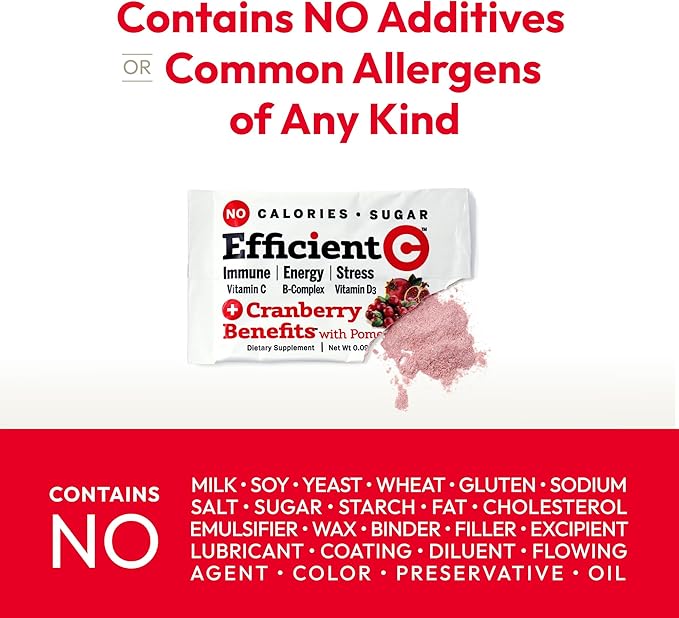ANDREW LESSMAN Efficient C + Cranberry Benefits 90 Packets - Immune Energy Stress and Urinary Tract Support. Reinvention of The Vitamin C Drink. No Calories. No Sugar. No Carbs. Easy to Mix.