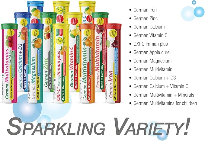 German Calcium + Vitamin D Drink Effervescent Tablets 140 Servings Orange-Grapefruit Flavour - 500 mg Calcium 25 μg Vitamin D3 - T&ampD Pharma – Made in Germany
