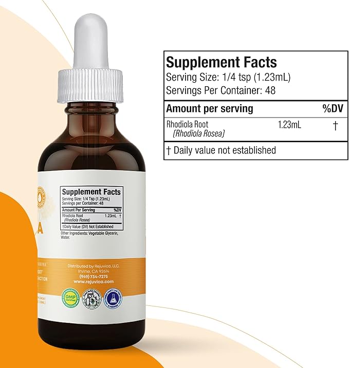 Rejuvica Health Active Rhodiola + Active Adrenal - Support Energy + Stress - Liquid Delivery for Better Absorption - Rhodiola Ashwagandha Holy Basil &amp More!